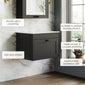 Farlow Shaker Wall Mounted 600mm 1-Drawer Vanity with Marble Countertop - Satin Soft Black