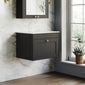 Farlow Shaker Wall Mounted 600mm 1-Drawer Vanity with Marble Countertop - Satin Soft Black