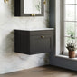 Farlow Shaker Wall Mounted 600mm 1-Drawer Vanity with Marble Countertop - Satin Soft Black