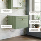 Farlow Shaker Wall Mounted 600mm 1-Drawer Vanity with Marble Countertop - Satin Green