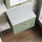 Farlow Shaker Wall Mounted 600mm 1-Drawer Vanity with Marble Countertop - Satin Green