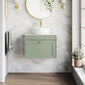 Farlow Shaker Wall Mounted 600mm 1-Drawer Vanity with Marble Countertop - Satin Green