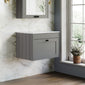 Farlow Shaker Wall Mounted 600mm 1-Drawer Vanity with Marble Countertop - Satin Grey