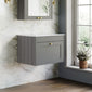 Farlow Shaker Wall Mounted 600mm 1-Drawer Vanity with Marble Countertop - Satin Grey