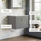 Farlow Shaker Wall Mounted 600mm 1-Drawer Vanity with Marble Countertop - Satin Grey