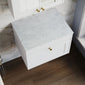 Farlow Shaker Wall Mounted 600mm 1-Drawer Vanity with Marble Countertop - Satin White