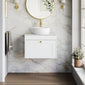 Farlow Shaker Wall Mounted 600mm 1-Drawer Vanity with Marble Countertop - Satin White