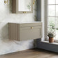 Farlow Shaker Wall Mounted 800mm 1-Drawer Vanity with Marble Countertop - Pebble Grey