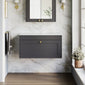 Farlow Shaker Wall Mounted 800mm 1-Drawer Vanity with Marble Countertop - Satin Soft Black