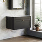 Farlow Shaker Wall Mounted 800mm 1-Drawer Vanity with Marble Countertop - Satin Soft Black