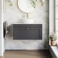 Farlow Shaker Wall Mounted 800mm 1-Drawer Vanity with Marble Countertop - Satin Soft Black
