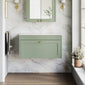 Farlow Shaker Wall Mounted 800mm 1-Drawer Vanity with Marble Countertop - Satin Green