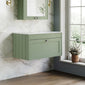 Farlow Shaker Wall Mounted 800mm 1-Drawer Vanity with Marble Countertop - Satin Green