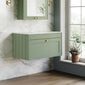 Farlow Shaker Wall Mounted 800mm 1-Drawer Vanity with Marble Countertop - Satin Green