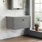 Farlow Shaker Wall Mounted 800mm 1-Drawer Vanity with Marble Countertop - Satin Grey