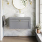 Farlow Shaker Wall Mounted 800mm 1-Drawer Vanity with Marble Countertop - Satin Grey