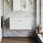 Farlow Shaker Wall Mounted 800mm 1-Drawer Vanity with Marble Countertop - Satin White