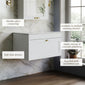 Farlow Shaker Wall Mounted 600mm 1-Drawer Vanity with Marble Countertop - Satin White