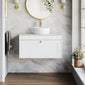 Farlow Shaker Wall Mounted 800mm 1-Drawer Vanity with Marble Countertop - Satin White