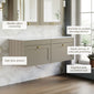 Farlow Shaker Wall Mounted 1200mm 2-Drawer Vanity with Marble Countertop - Pebble Grey
