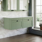 Farlow Shaker Wall Mounted 1200mm 2-Drawer Vanity with Marble Countertop - Satin Green