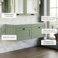 Farlow Shaker Wall Mounted 1200mm 2-Drawer Vanity with Marble Countertop - Satin Green