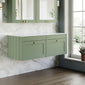 Farlow Shaker Wall Mounted 1200mm 2-Drawer Vanity with Marble Countertop - Satin Green