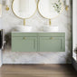 Farlow Shaker Wall Mounted 1200mm 2-Drawer Vanity with Marble Countertop - Satin Green