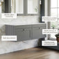 Farlow Shaker Wall Mounted 1200mm 2-Drawer Vanity with Marble Countertop - Satin Grey
