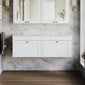 Farlow Shaker Wall Mounted 1200mm 2-Drawer Vanity with Marble Countertop - Satin White