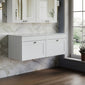 Farlow Shaker Wall Mounted 1200mm 2-Drawer Vanity with Marble Countertop - Satin White