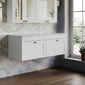 Farlow Shaker Wall Mounted 1200mm 2-Drawer Vanity with Marble Countertop - Satin White