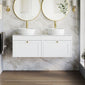 Farlow Shaker Wall Mounted 1200mm 2-Drawer Vanity with Marble Countertop - Satin White