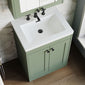 Farlow Shaker Floor Standing 600mm 2-Door Basin Vanity Unit - Satin Green