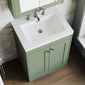 Farlow Shaker Floor Standing 600mm 2-Door Basin Vanity Unit - Satin Green