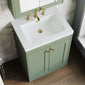 Farlow Shaker Floor Standing 600mm 2-Door Basin Vanity Unit - Satin Green
