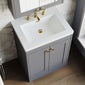 Farlow Shaker Floor Standing 600mm 2-Door Basin Vanity Unit - Satin Grey