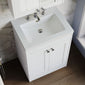 Farlow Shaker Floor Standing 600mm 2-Door Basin Vanity Unit - Satin White