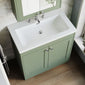 Farlow Shaker Floor Standing 800mm 2-Door Basin Vanity Unit - Satin Green