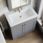 Farlow Shaker Floor Standing 800mm 2-Door Basin Vanity Unit - Satin Grey