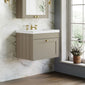 Farlow Shaker Wall Mounted 600mm 1-Drawer Basin Vanity Unit - Pebble Grey