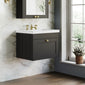 Farlow Shaker Wall Mounted 600mm 1-Drawer Basin Vanity Unit - Satin Soft Black