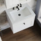 Farlow Shaker Wall Mounted 600mm 1-Drawer Basin Vanity Unit - Satin White