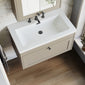 Farlow Shaker Wall Mounted 800mm 1-Drawer Basin Vanity Unit - Pebble Grey