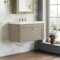 Farlow Shaker Wall Mounted 800mm 1-Drawer Basin Vanity Unit - Pebble Grey