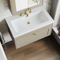 Farlow Shaker Wall Mounted 800mm 1-Drawer Basin Vanity Unit - Pebble Grey