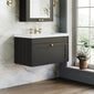 Farlow Shaker Wall Mounted 800mm 1-Drawer Basin Vanity Unit - Satin Soft Black