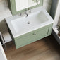 Farlow Shaker Wall Mounted 800mm 1-Drawer Basin Vanity Unit - Satin Green