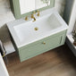 Farlow Shaker Wall Mounted 800mm 1-Drawer Basin Vanity Unit - Satin Green
