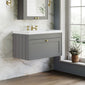 Farlow Shaker Wall Mounted 800mm 1-Drawer Basin Vanity Unit - Satin Grey